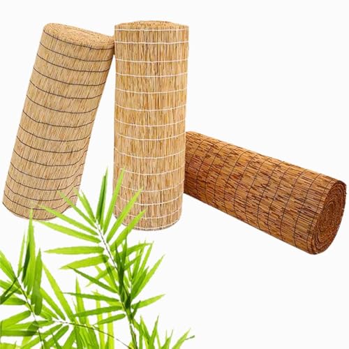 50/90/110/130/150cm Impermeabili stuoia da Recinzione di canne ombreggiante Schermo Privacy Decorativo Pannello in Canne per Giardino Rotoli di Recinto Esterno(Marrone)