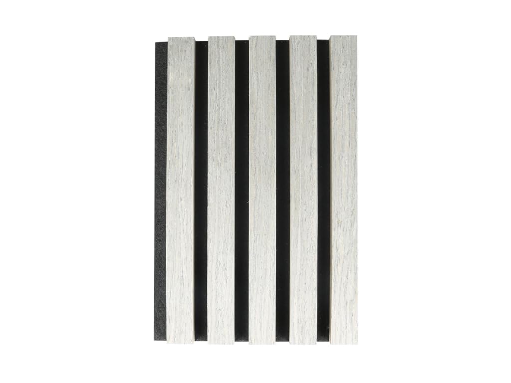 Akustik Wandpaneele | MDF Lamellen mit Eichenfurnier | Wandverkleidung zur Schalldämmung & Schallschutz | 240 x 60 cm | 21 mm stark | Filz schwarz | Grey Oak