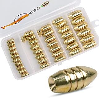OROOTL Brass Fishing Sinkers Weight Kit, ECO-Friendly Copper Brass Weights Fishing Tackle Accessories for Bass Casting 5 Sizes