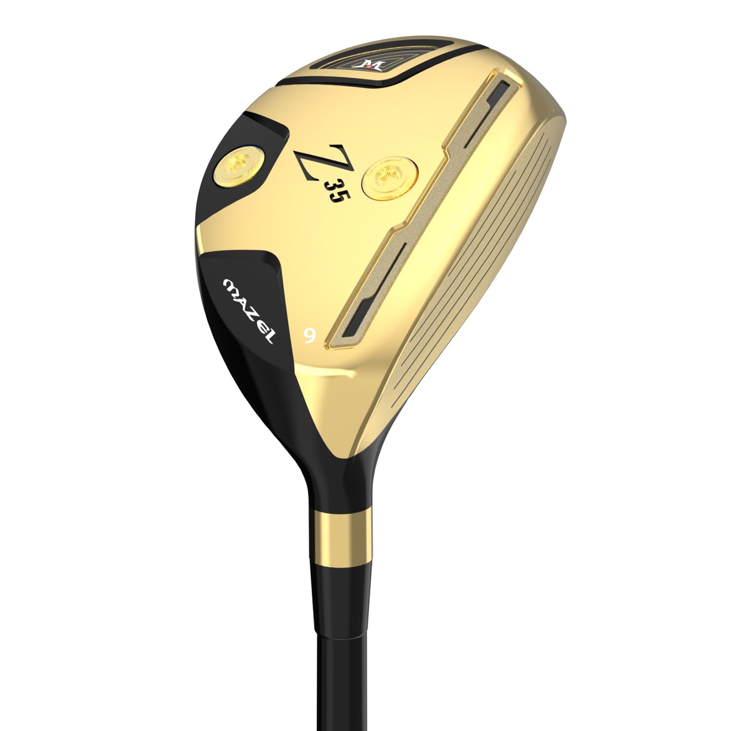 MAZEL Hybrid and Utility Golf Clubs 2,3,4,5,6,7,8,9, P for Men and Women, Graphite Shaft Flex S/R for Beginners (Gold, Grapthite, Stiff, 38, Degrees, Right)