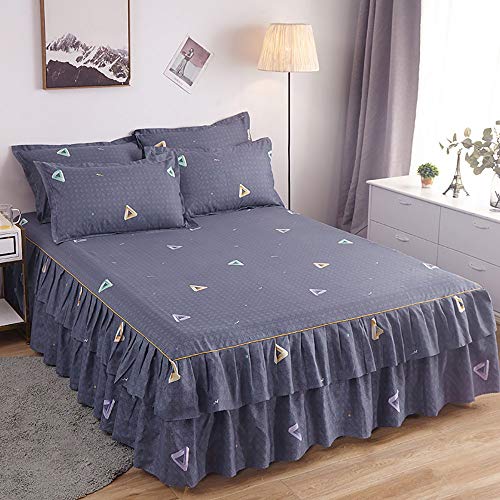 YLXD Conjunto de 3 Piezas Funda de Cama Volantes Falda de la Cama Cubrecamas Cenefa Cubierta Sábana con Faldón Colchón Colcha,Tejido Grueso Cepillado
