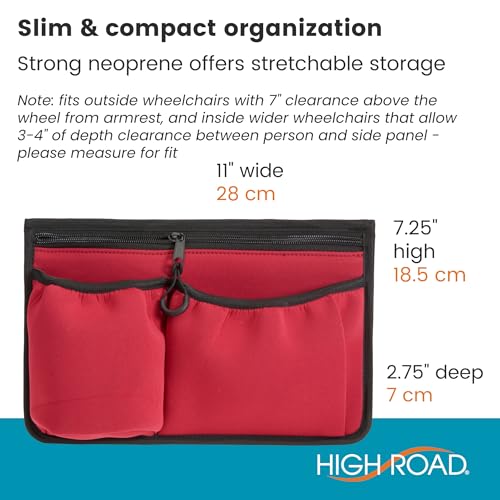 image for High Road Wheelchair Side Bag - Stretch Neoprene Walker Pouch with Ins