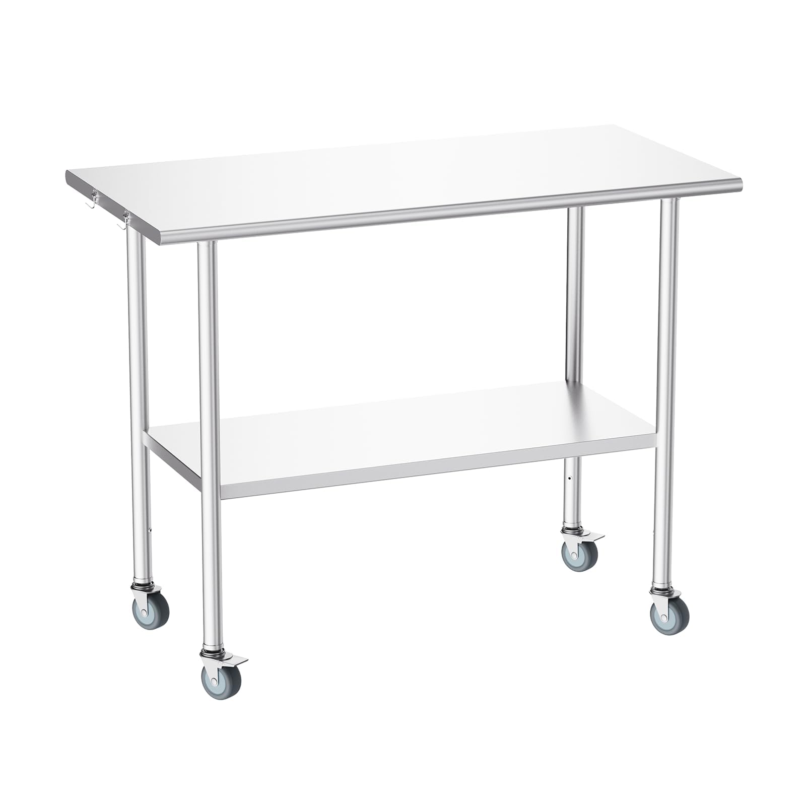 Atelicf All-Stainless Steel Prep Table, 24 X 48 Inches, with Wheels and Adjustable Undershelf, Heavy-Duty for BBQ,Restaurants,Hotels,Workshops,Kitchens,Gardens, and Garages