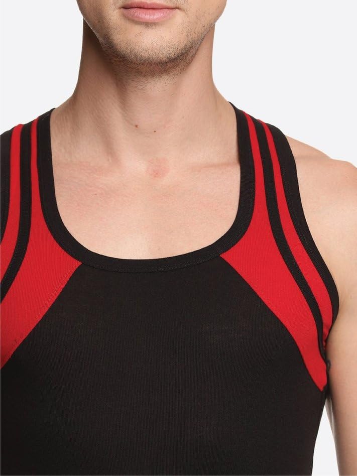 Image of Genx Men's Super Combed Cotton Gym Vest with Sports Style (Pack of 2) (Color May Vary)