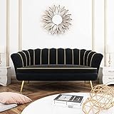Loveseat Couch, Modern Velvet Sofa Accent Upholstered Settee, 2 Seater Small Loveseat for Small Spaces, Office, Bedroom, Living Room (Black)