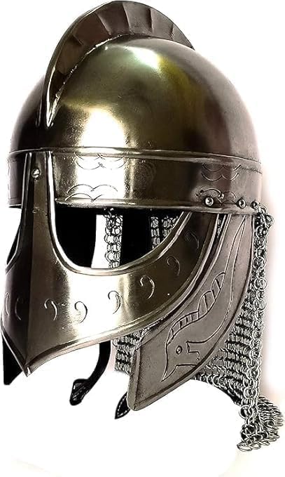 Viking Wolf Armor Helmet, Medieval Silver Metal Costume Helmet, Adult Size, LARP SCA Chainmail