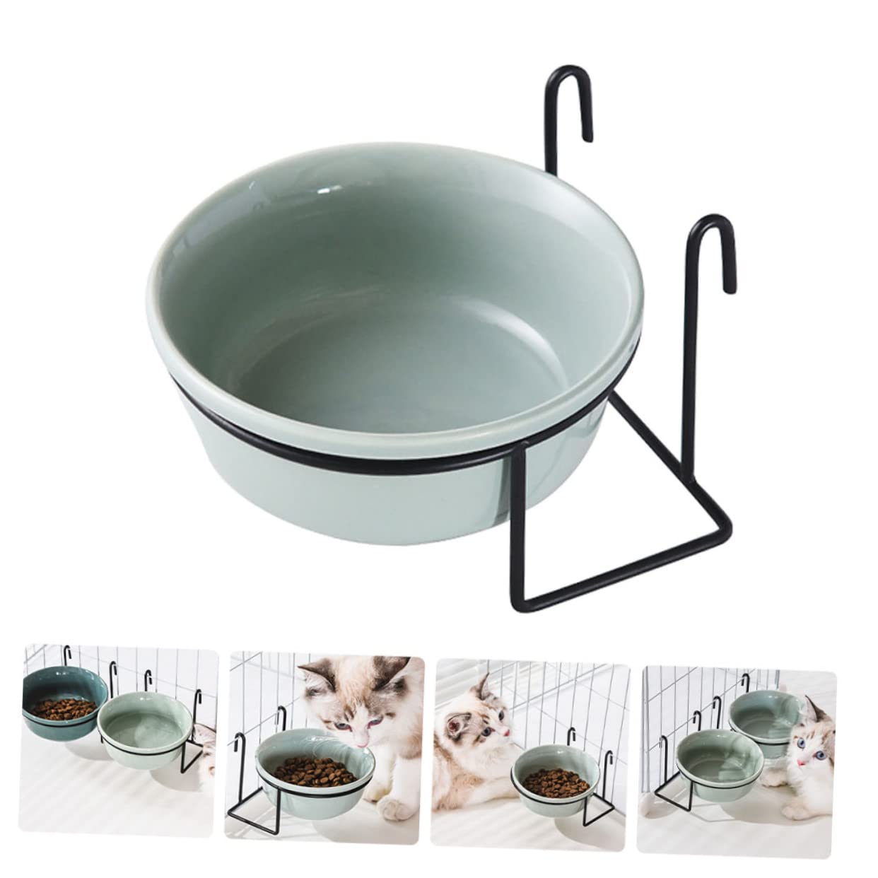 Cuenco colgante para mascotas, comedero de agua y alimentos para perros y gatos pequeños, diseño de cerámica para perreras y jaulas, recipiente conveniente para mascotas