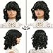 Short Curly Wigs for Women - Loose Curly Wig with Bangs, Afro Curly Wig, Big Curly Hair Wig with Bangs - Synthetic Wigs for African American Women (Natural Black)