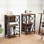 Small Bookcase,3 Tier Industrial Bookshelf with Metal Frame and Backboard,Low Rustic Brown Book Shelf,Book case for Small Spaces,Living Room,Bedroom and Home Office - Image 5
