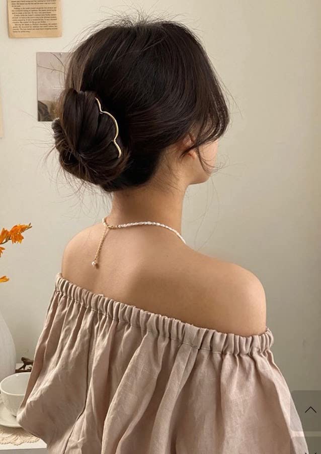 Miniatura 7 de MARI + SAM Soporte para moño de cabello ondulado con alambre para mujer, color plateado, talla única