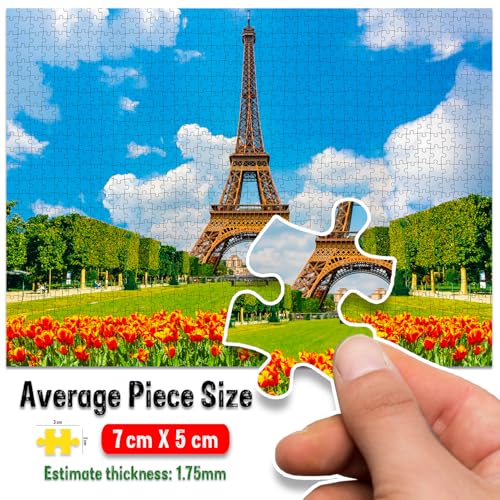 Image of Eiffel Tower Jigsaw Puzzle for Adults and Kids - 1000 Piece Puzzle | Travel & Landmark Brain Game | Challenging Gift for Teens, Families, and Puzzle Lovers