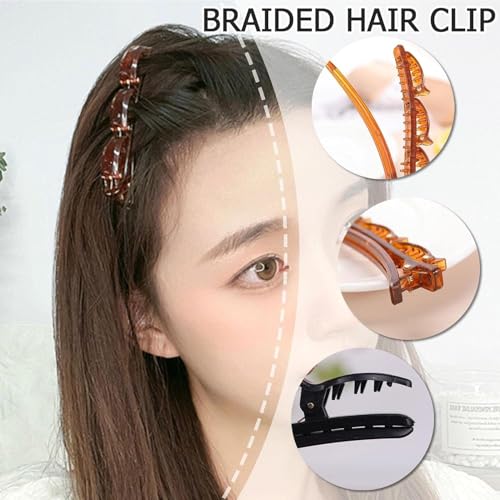 Pinzas para el cabello con doble capa y banda torcida, sujetadores trenzados para peinados, accesorios para peinar para mujeres y niñas miniatura 4