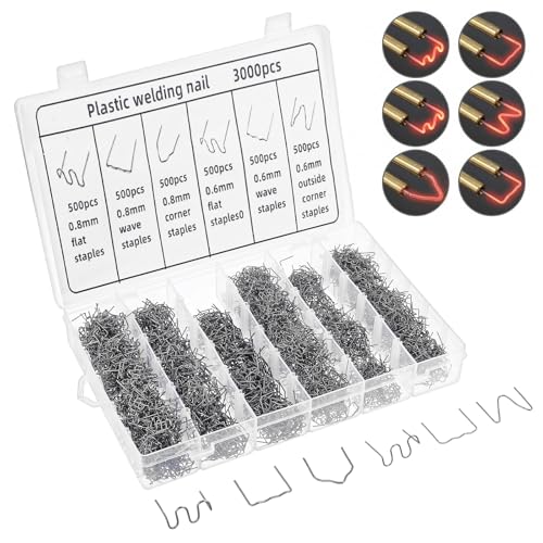 3000 pcs Plastic Welding Staples with Storage Box