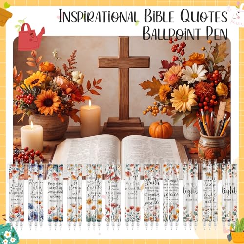 Image of Jetec 120 Pcs Christian Pens Bulk for Women Religious Bible Verse Ballpoint Pens Church Scripture for Women Church Members Religious Party Favors Bible Office Study Pastor Coworker