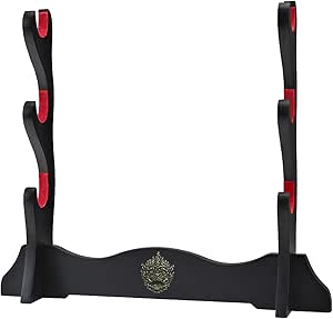 Présentoir épées Samouraï Support Mural Katana SEEMINESALE - Présentoir Bois 2 épées Avec Velours Pour Collection Et Cosplay Décoration Arme Cosplay