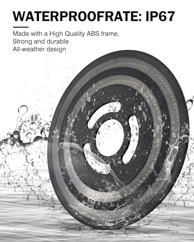 Image of 14 Inch LED Spare Tire Brake Light Compatible with 07-18 Jeep Wrangler JK | Double Ring, Super Bright, ABS Plastic Frame, IP67 Waterproof, Plug N Play