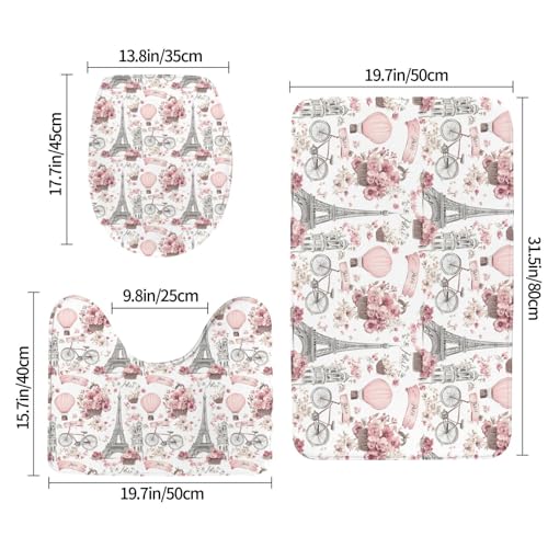 Tapis de salle de bain antidérapants roses doux absorbants pour WC - 3