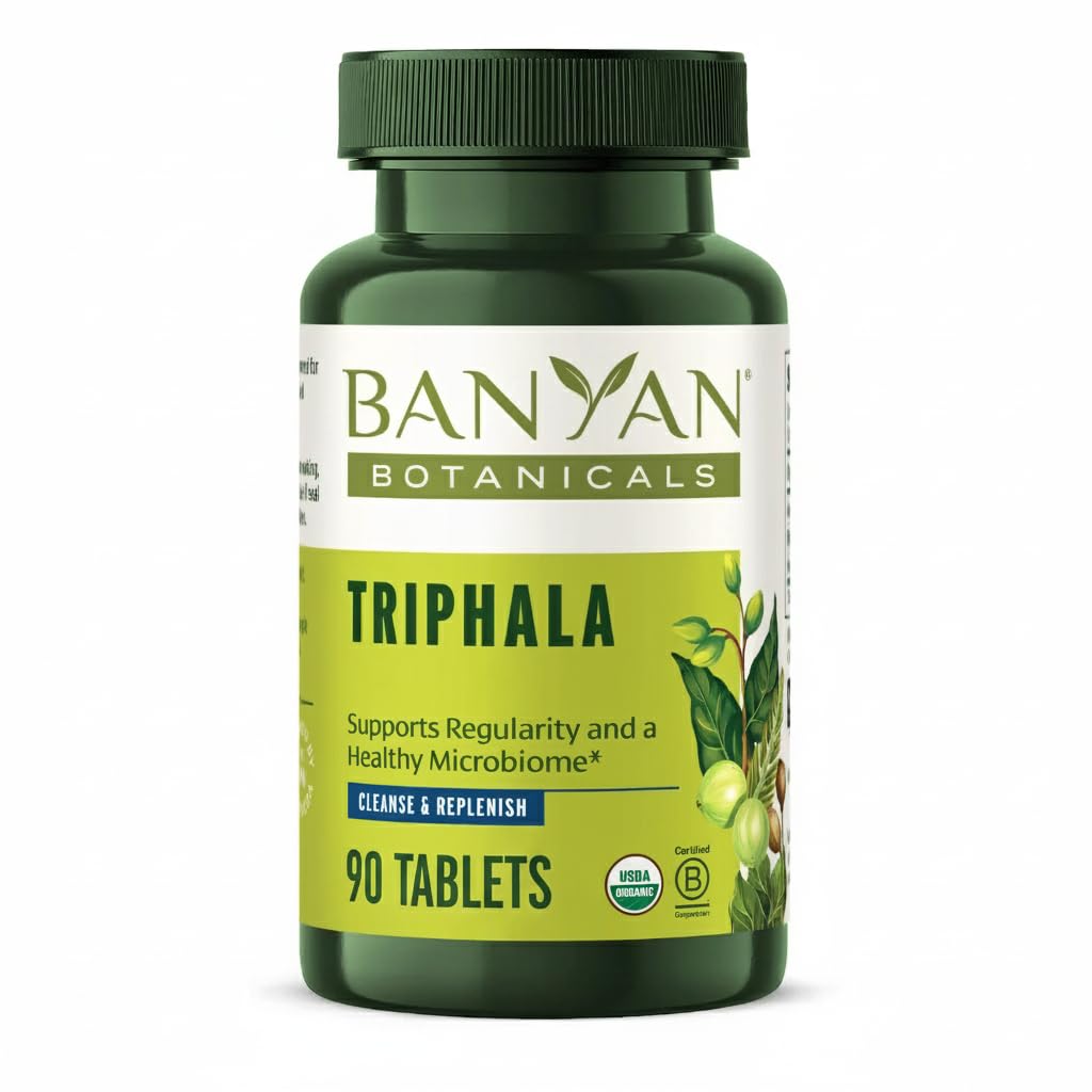Triphala Tablets - Organic Triphala Supplement with Amla, Haritaki & Bibhitaki – For Digestion, Elimination & Healthy Gut Microbiome* – 90 Tablets – Non-GMO Sustainably Sourced Vegan