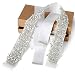 QueenDream White Wedding Bridal Belt, Braided Rhinestone Sash-off White