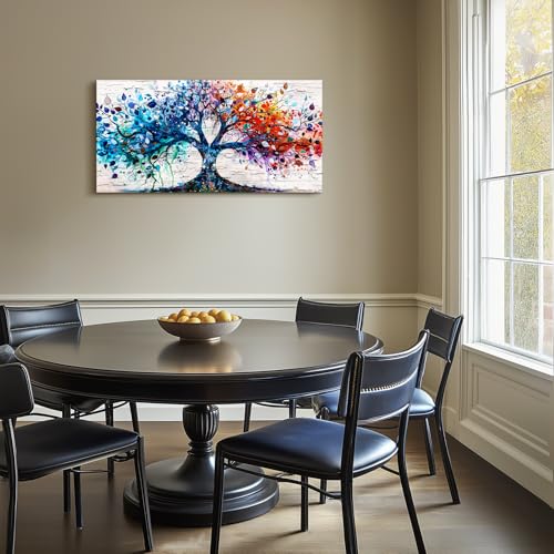 SERIMINO Tree of Life Wall Art, Large Wall Art, Nature Wall Decor, Colorful Tree Painting Prints, Abstract Canvas Art Wall Decor, Modern House Decorations Living Room Bedroom Office Hotel Pictures 20"X40"