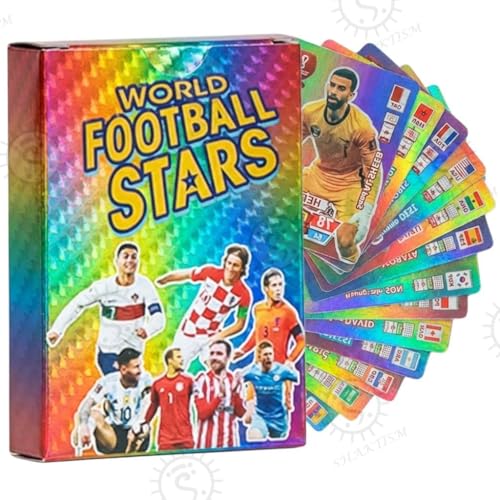 Image of World Football Soccer Star Rainbow Cards, Soccer,Football TradingCard, 2024 World Cup Football Star Card, UEFA Champions League, Pack of 55 (World Football Star Soccer Card Rainbow)