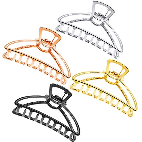 4 Pieces Metal Claw Hair Clips Hollow Jaw Barrettes Non-slip Hair Jaw Clamp Clips for Women Girls Hair Accessory (Triangle)