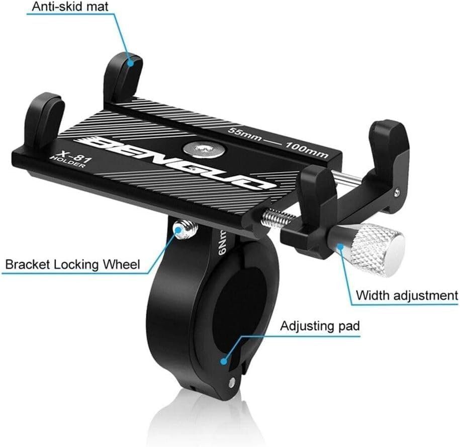 Miniatura 3 de Soporte de teléfono para bicicleta de aluminio, para motocicleta, bicicleta, soporte de teléfono para manubrio, soporte universal para teléfono