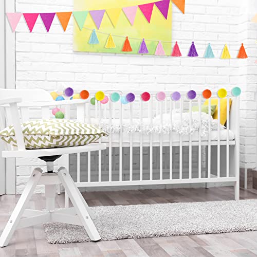 Rainbow Felt Fabric Garland Set 9.8 Feet Rainbow Pom Pom Garland Colorful Tassel For Classroom 3.6 Feet Felt Pennant Banner For Christmas Home Birthday Party Classroom (Candy Color) #TOP4