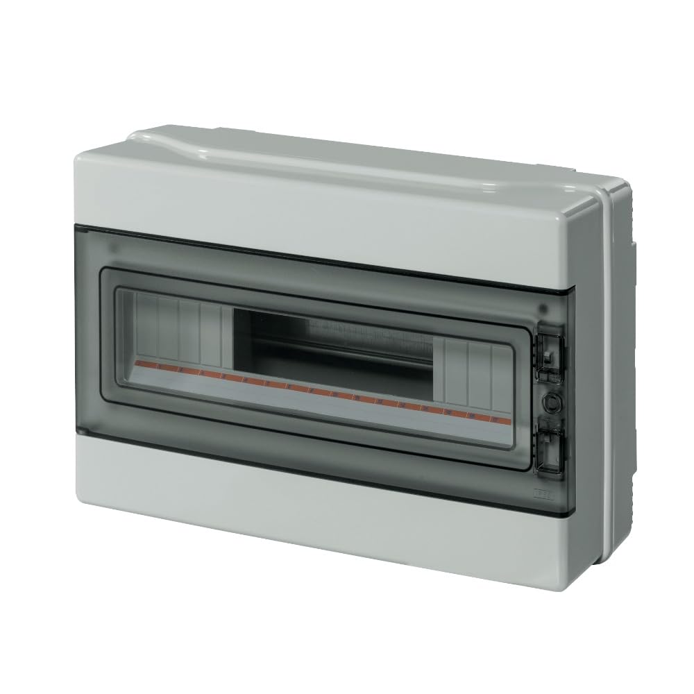 Centralino da parete, 18 moduli, con morsettiera 6x10mm, grigio, IP65, sportello in policarbonato fume' - Elettrocanali EC62018E