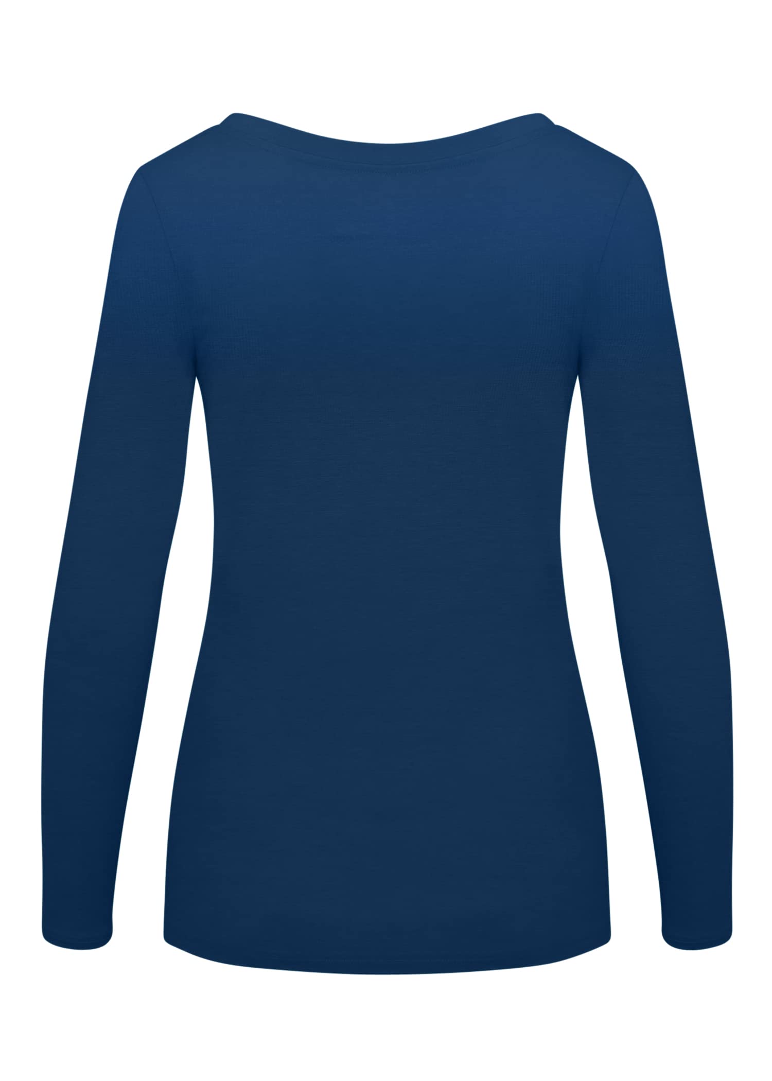ACTIVE UNIFORMS Women's Long Sleeve Scoop-Neck T-Shirt Under Scrub (True Navy Blue, Small)
