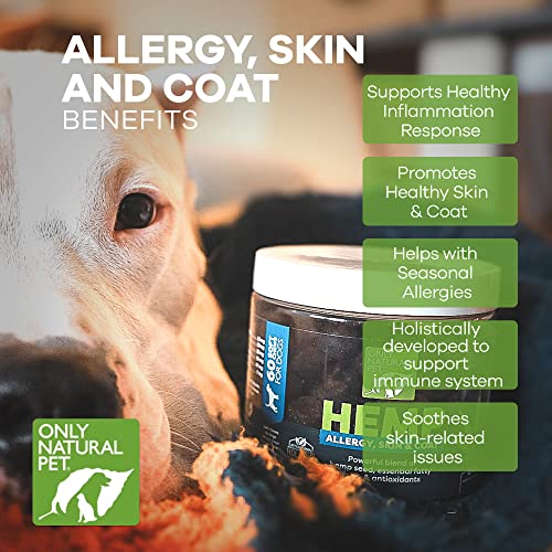 Only Natural Pet Allergy, Skin & Coat Hemp Soft Chews - Allergy Immune Bites for Dogs, Omega 3 Supplement, Hemp Oil - Calming Treats for Itchy Skin Relief, Hot Spot - (120 Count) - Thumbnail 4