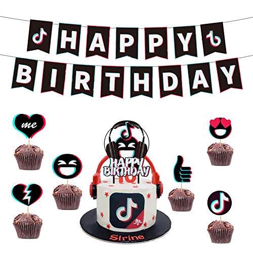 Time Collect 27 Pcs Tik Tok Themed Birthday Party Decorations