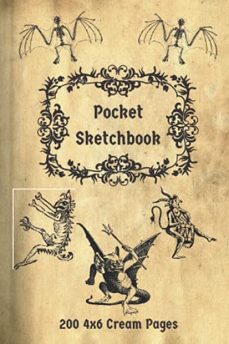 Pocket Sketch Book: Small Halloween Travel Sketch Journal with 200 4x6 Cream Pages