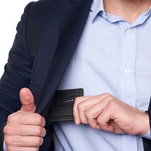 Image of Alpine Swiss RFID Dermot Money Clip Front Pocket Wallet For Men Leather Hampton Collection Nubuck Black