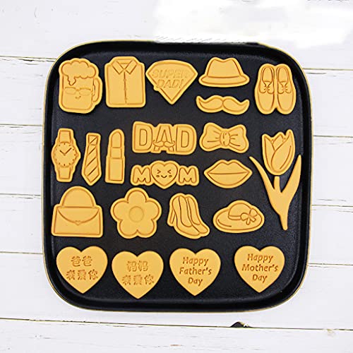 YIFEIJIAO, Moldes de biscoito de plástico de grau alimentício cortador de biscoito 3D Mom and Dad I