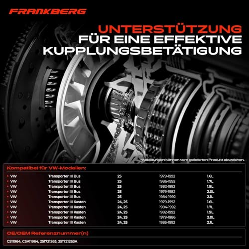 Frankberg 1x Kupplungsnehmerzylinder Kompatibel mit Transporter III Bus 25 Transporter III Kasten 24 25 Transporter III Pritsche/Fahrgestell 24 Replace# 251721263A
