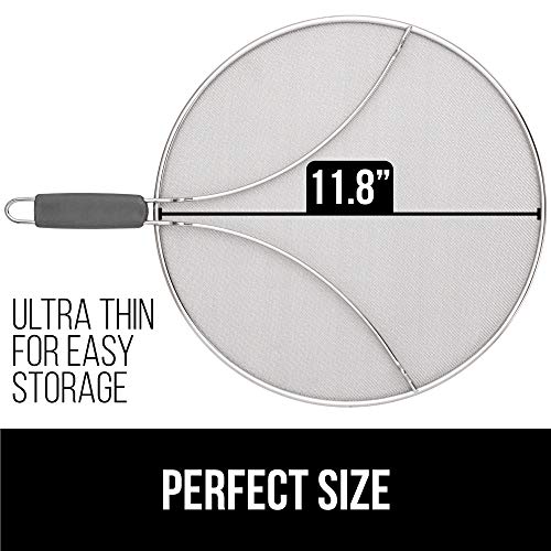 Gorilla Grip Splatter Screen For Frying Pan, Easy Clean Stainless Steel Grease Cover, Stop Hot Oil And Bacon Splash, Cooking Guard For Skillet, Comfortable Handle, Dishwasher Safe, 11.8 Inch, Gray #TOP6