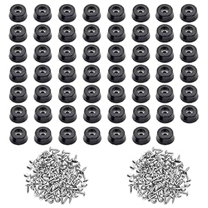 55 PCS Rubber Feet for Cutting Board with 55 Steel Matching Screws & Metal Washer – Anti Scratch Rubber Cutting Board Feet for Chairs & Other Furniture