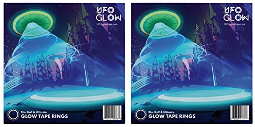 UFO Glow Disc Golf and Ultimate Glow Tape Rings Night Golf Pack of 2 (8 Glow Rings and 10 Glow Dots Included)