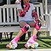 LIKU Quad Roller Skates for Girl and Women with All Wheel Light Up,Indoor/Outdoor Lace-Up Fun Illuminating Roller Skate for Kid (Pink, 3-4)