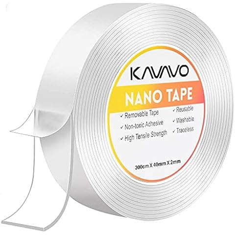 300CM*40MM Reusable Nano Double-Sided Adhesive Tape,Multifunctional No-Trace Removable Transparent Glue Tape,Washable Strong Sticky Gel Grip Tape for Office,Carpet,Kitchen Cover