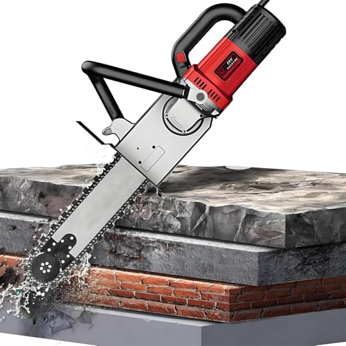LQQYJSM Motosierra Eléctrica Mano para Cortar Muros, Cortadora Muros Eléctrica, Motosierra Eléctrica para Hormigón con 2 Cadenas Y 2 Barras Guía para Granito Y Hormigón Armado 8800W