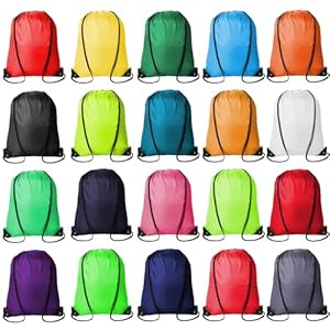 Kuhome 20Pcs Drawstring Backpacks Bulk String Bag Cinch Sack Pack Storage Knapsack Polyester Gift Bags Sports Drawstring Bags for Trip Gym Party Bags(20 Colors)