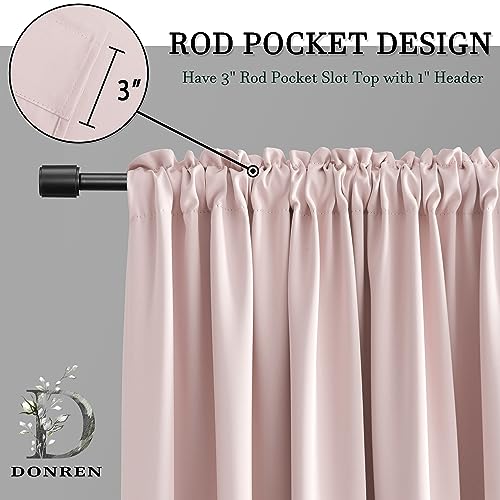 Image of DONREN Blush Pink Curtains 80 Inches Long - 2 Panels Blackout Curtain Panels /Drapes for Girls Kids Bedroom Decor - Baby Pink Room Darkening Thermal Insulated for Baby Nursery W 52 inch x L 80 inch