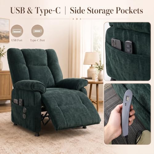Image of Electric Recliner Chair, 90 to 160 Adjustment with Remote, Green