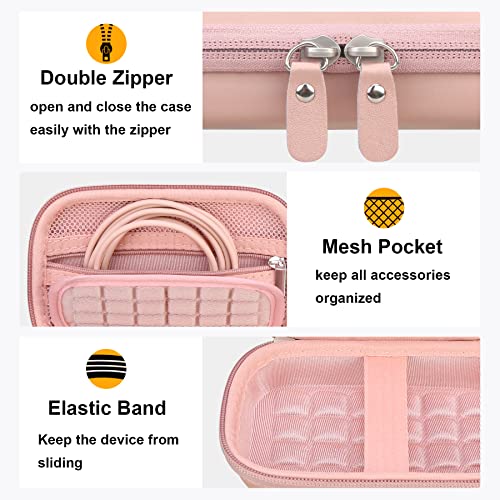 Elonbo Camera Carrying Case For Kodak Printomatic Digital Instant Print Camera, Portable Bluetooth Photo Printer Storage Holder Bag, ​Mesh Bag Fits Zink Photo Paper,Microsd Card,Cable,Rose Gold+Gold #TOP3