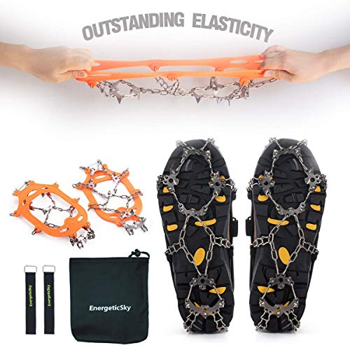 EnergeticSky Upgraded Version of Walk Traction Ice Cleat Spikes Crampons,True Stainless Steel Spikes and Durable Silicone,Boots for Hiking On Ice & Snow Ground,Mountian.