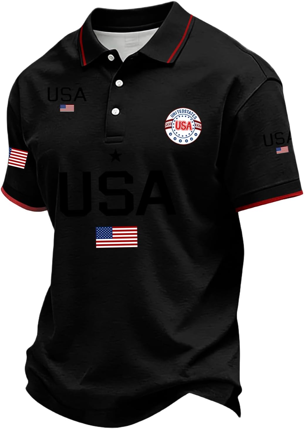 Ymosrh Men's USA Polo Shirt Short Sleeve 250 Years Anniversary 1776-2026 Flag Print Patriotic Golf Work Shirt, M-3XL