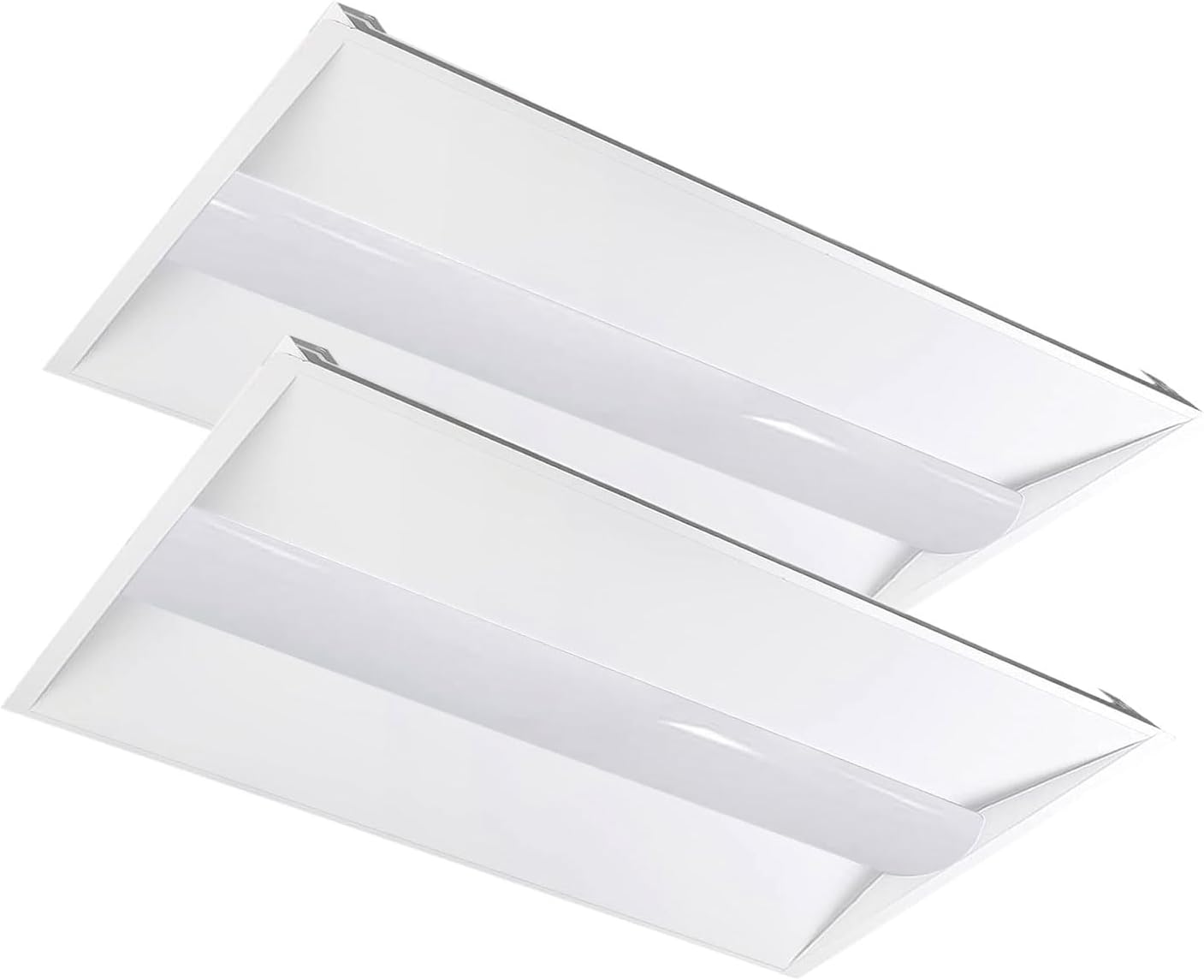 RMC 2x4 LED Troffer Light,50W/40W/35W/30W/25W Adjustable,Up to 6500lm,0-10V Dimmable,3000K-5000K CCT,100-277V,ETL DLC Listed Commercial Drop Ceiling Lighting for Office & Commercial Use 2Pack