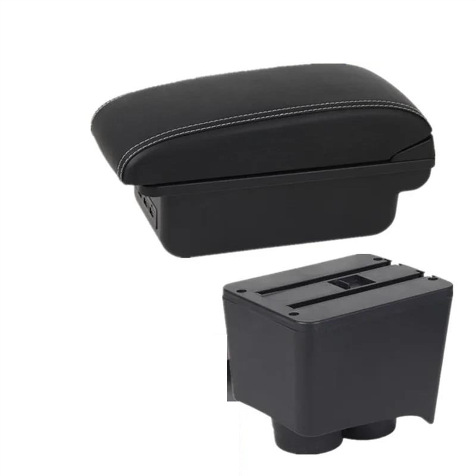 NOHEEU Car Armrest Box 2002-2009 Interior Retrofit Storage Accessories For Polo 9N 3 Mk4(B1 white line 3USB)